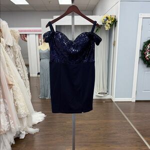 Chic Navy Sequin Mini Dress